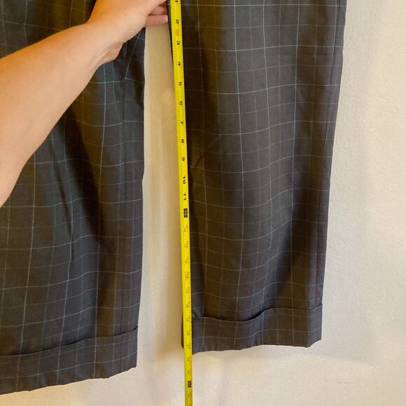 Club Monaco Navy Blue Teal Plaid Trouser Pants Ankle Cropped Size 4 - Picture 7 of 10